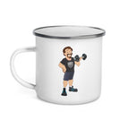 Enamel Mug: White w STRONGMAN GENE logo