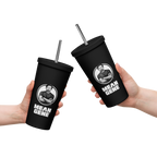 Insulated Tumbler w Straw: Black w MEAN GENE logo
