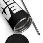 Insulated Tumbler With A Straw: Black w MEAN GENE wordmark