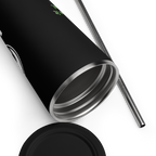 Insulated Tumbler w Straw: Black w MEAN GENE logo