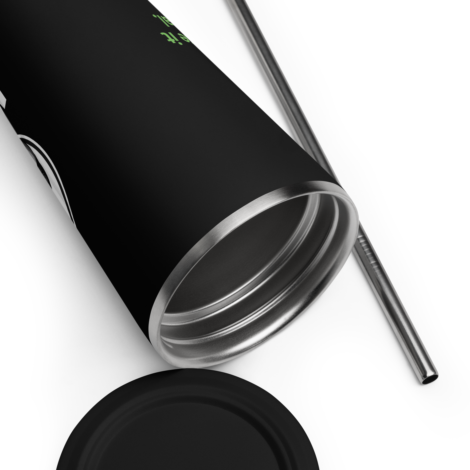 Insulated Tumbler w Straw: Black w MEAN GENE logo