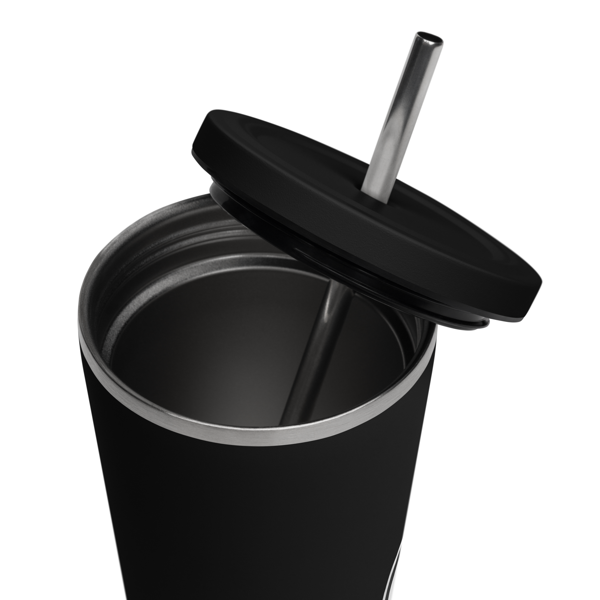 Insulated Tumbler w Straw: Black w MEAN GENE logo