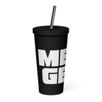 Insulated Tumbler With A Straw: Black w MEAN GENE wordmark