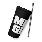 Insulated Tumbler With A Straw: Black w MEAN GENE wordmark