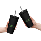 Insulated Tumbler w Straw: Black w MEAN GENE logo