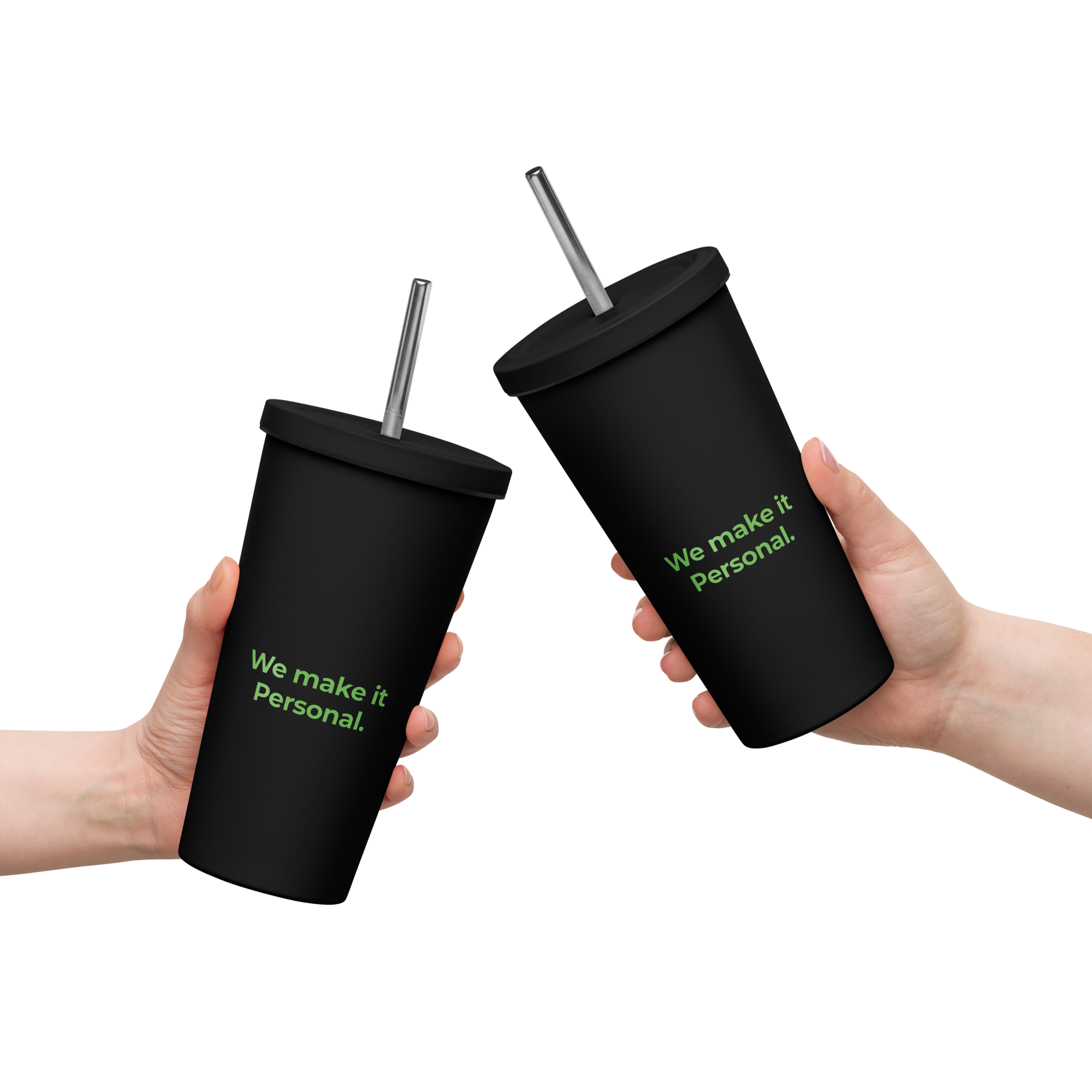 Insulated Tumbler w Straw: Black w MEAN GENE logo
