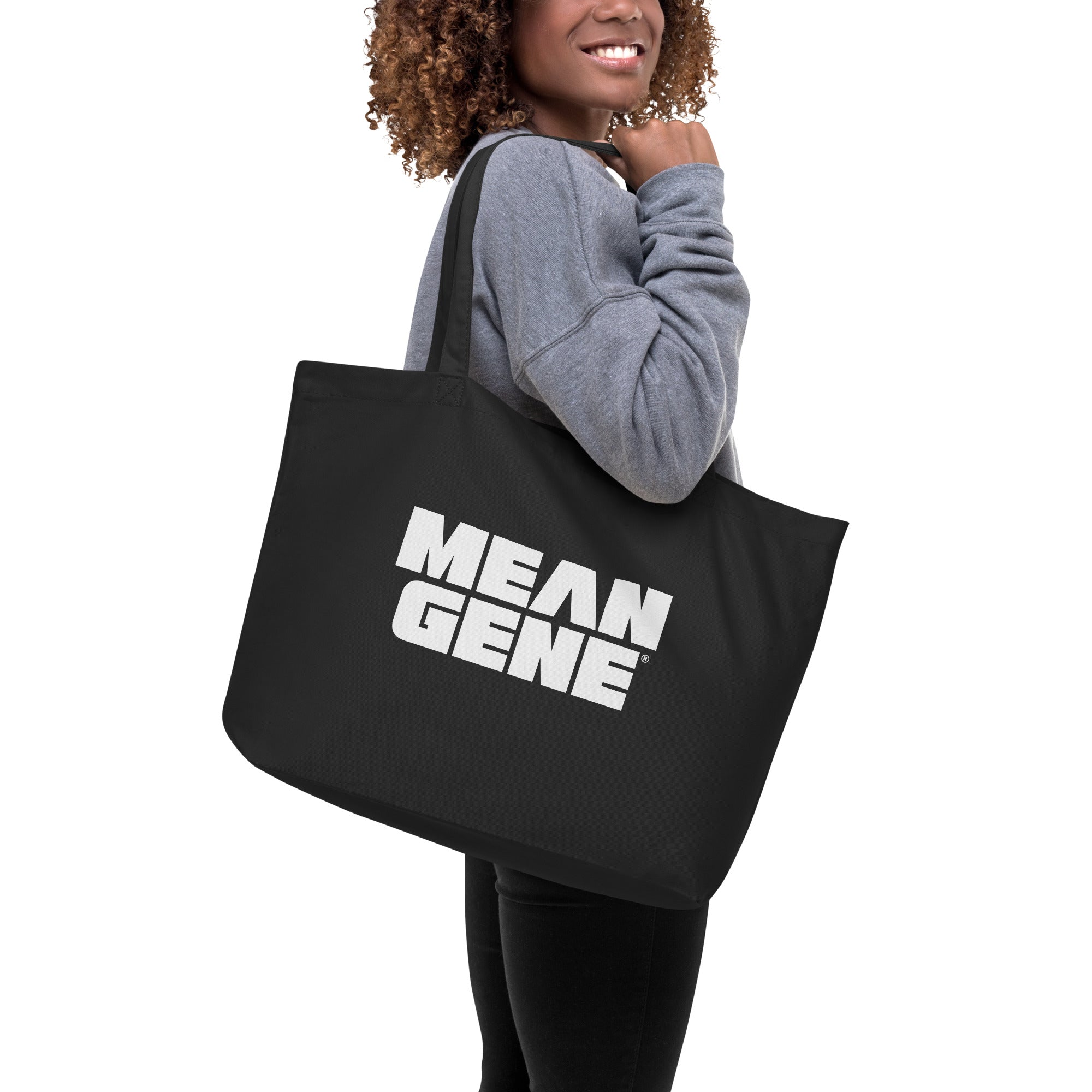 Large Organic Tote: Black w MEAN GENE icon