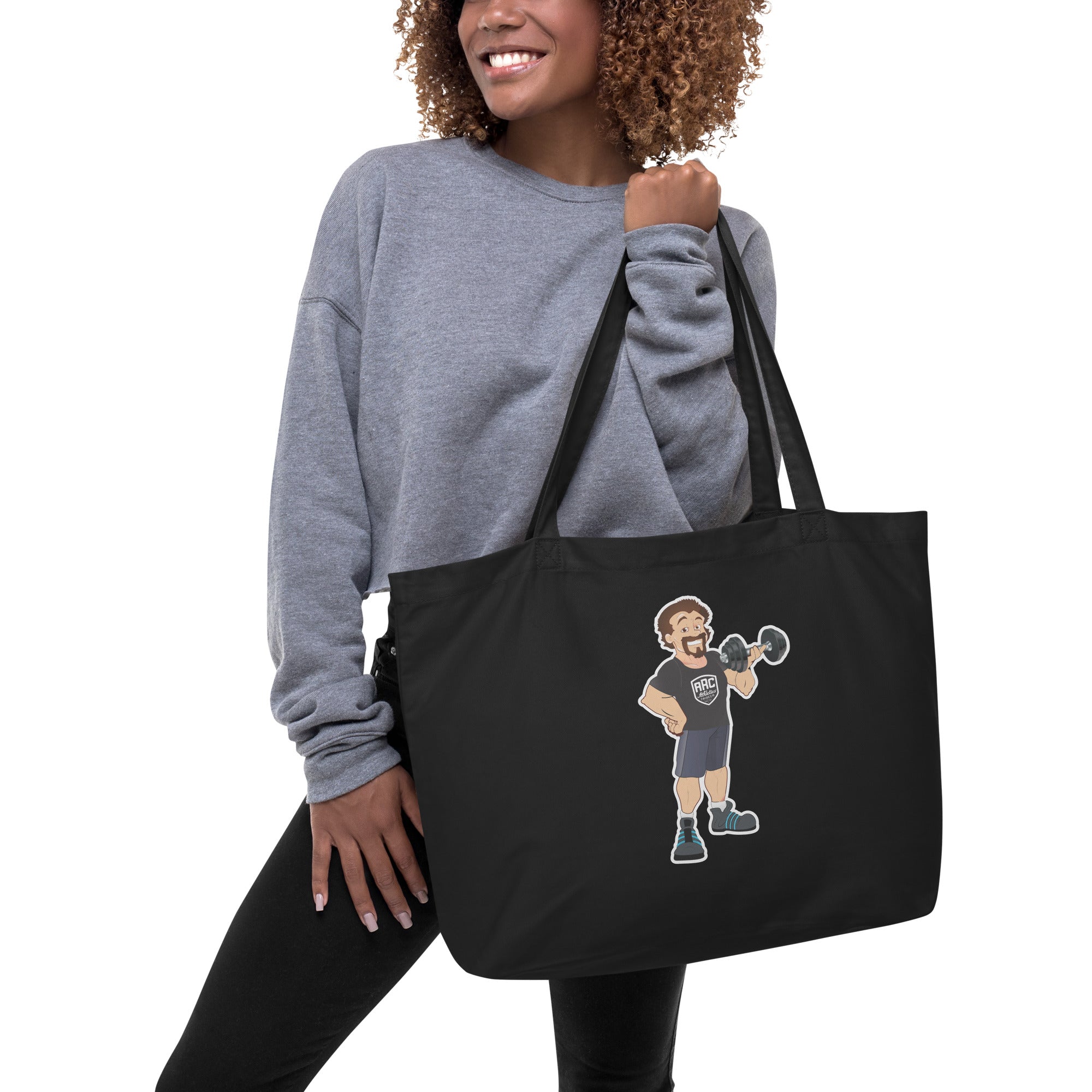 Large Organic Tote: Black w MEAN GENE icon