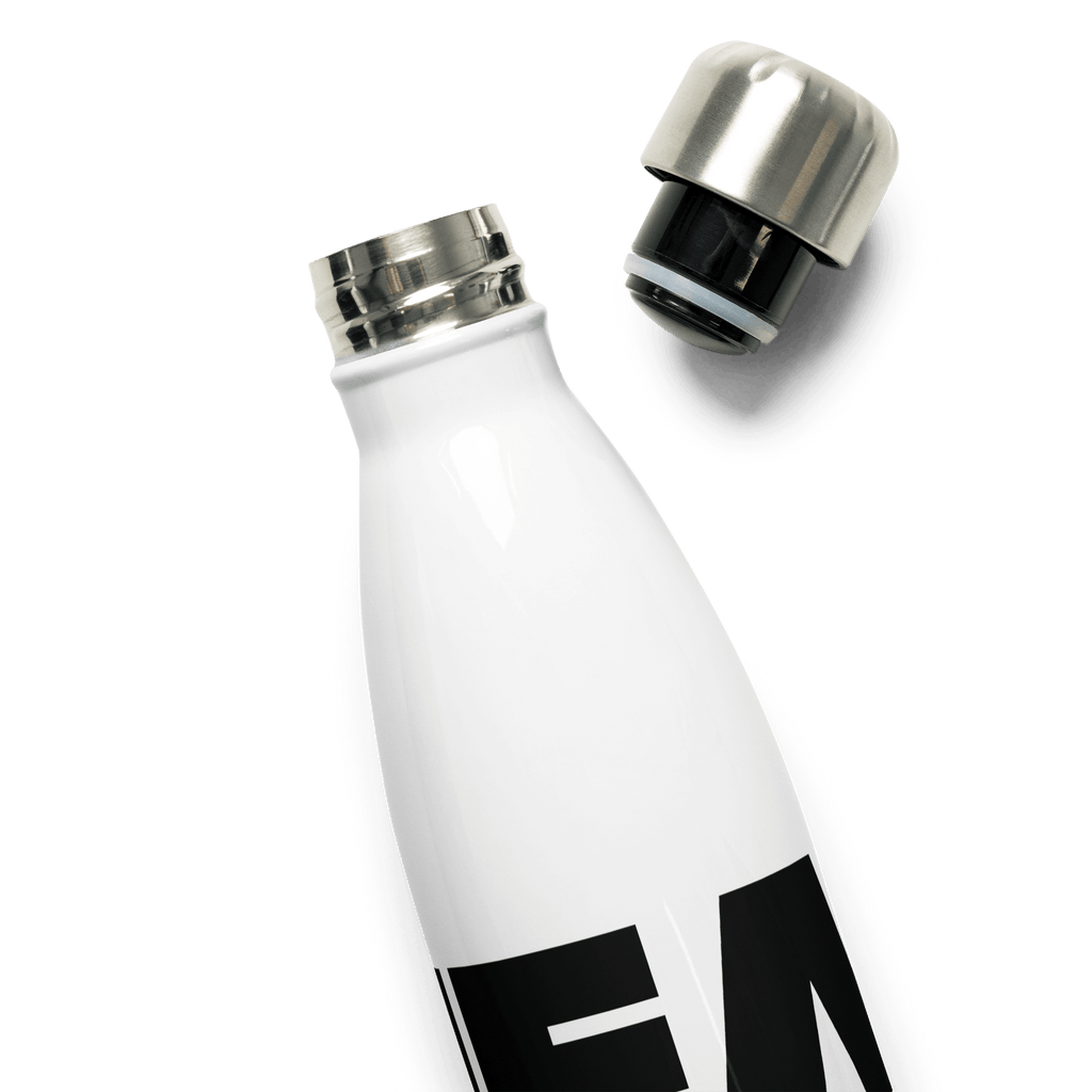 Stainless Steel Water Bottle: White w MEAN GENE icon