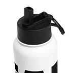 Stainless Steel Water Bottle w Straw Lid: White w MEAN GENE logo