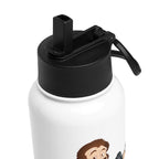 Stainless Steel Water Bottle w Straw Lid: White w STRONGMAN GENE logo