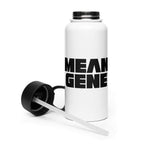 Stainless Steel Water Bottle w Straw Lid: White w STRONGMAN GENE logo