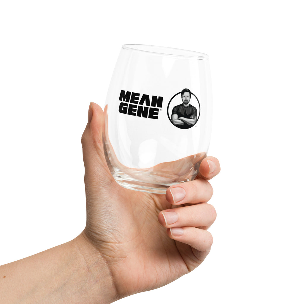 Stemless Wine Glass w MEAN GENE logo