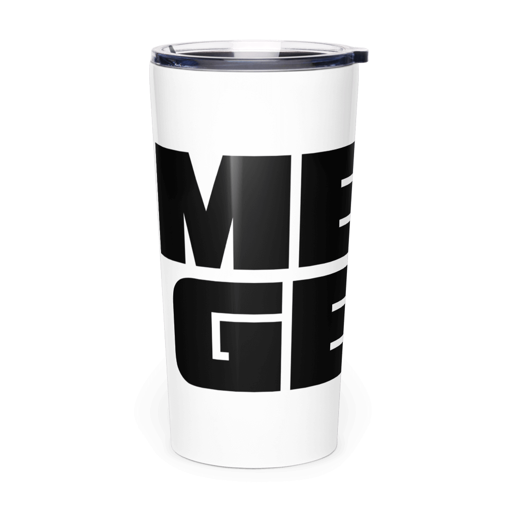 Stainless Steel Tumbler: White w MEAN GENE icon