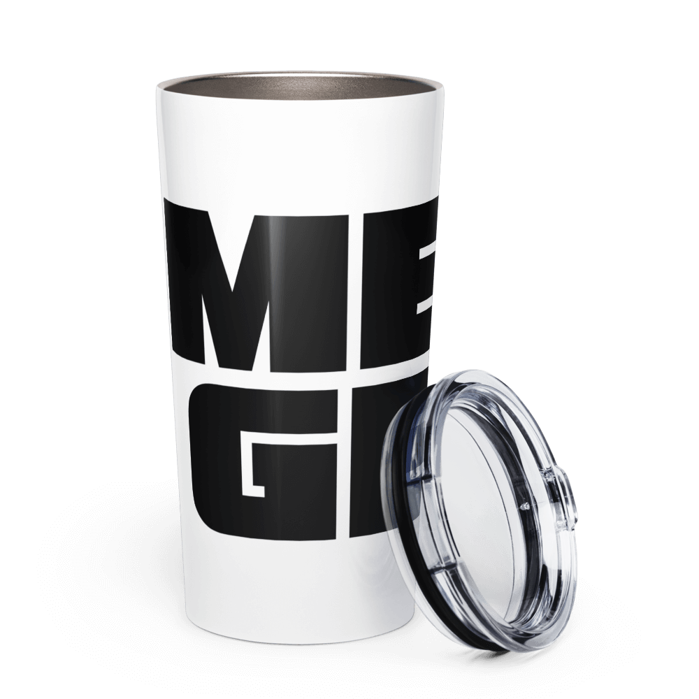 Stainless Steel Tumbler: White w MEAN GENE icon