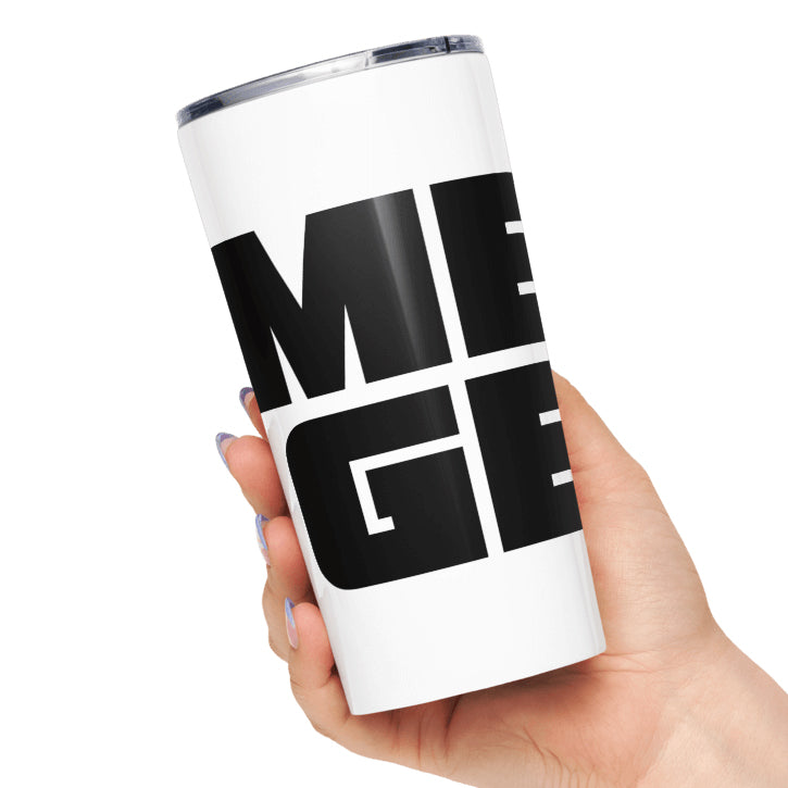 Stainless Steel Tumbler: White w MEAN GENE icon