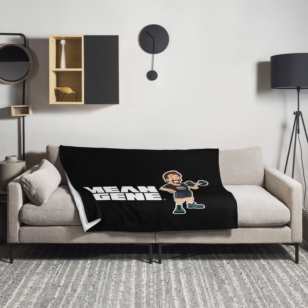 Throw Blanket: Black w STRONGMAN GENE logo