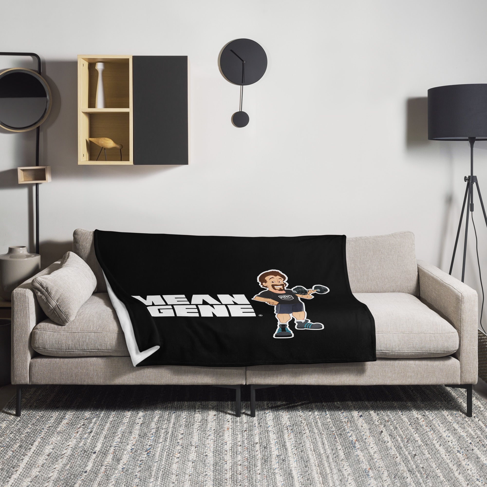 Throw Blanket: Black w STRONGMAN GENE logo