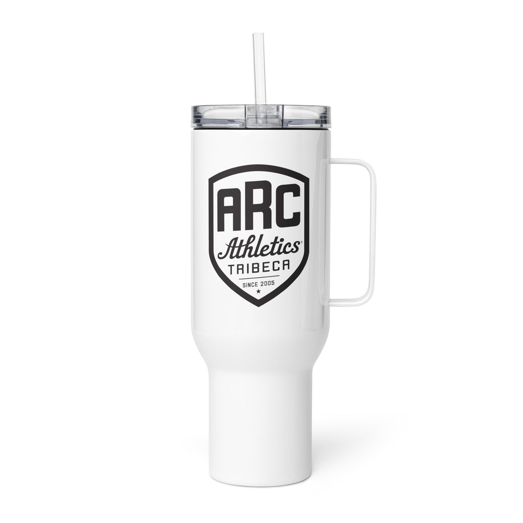 Stainless Steel Travel Mug w handle: White w ARC logo