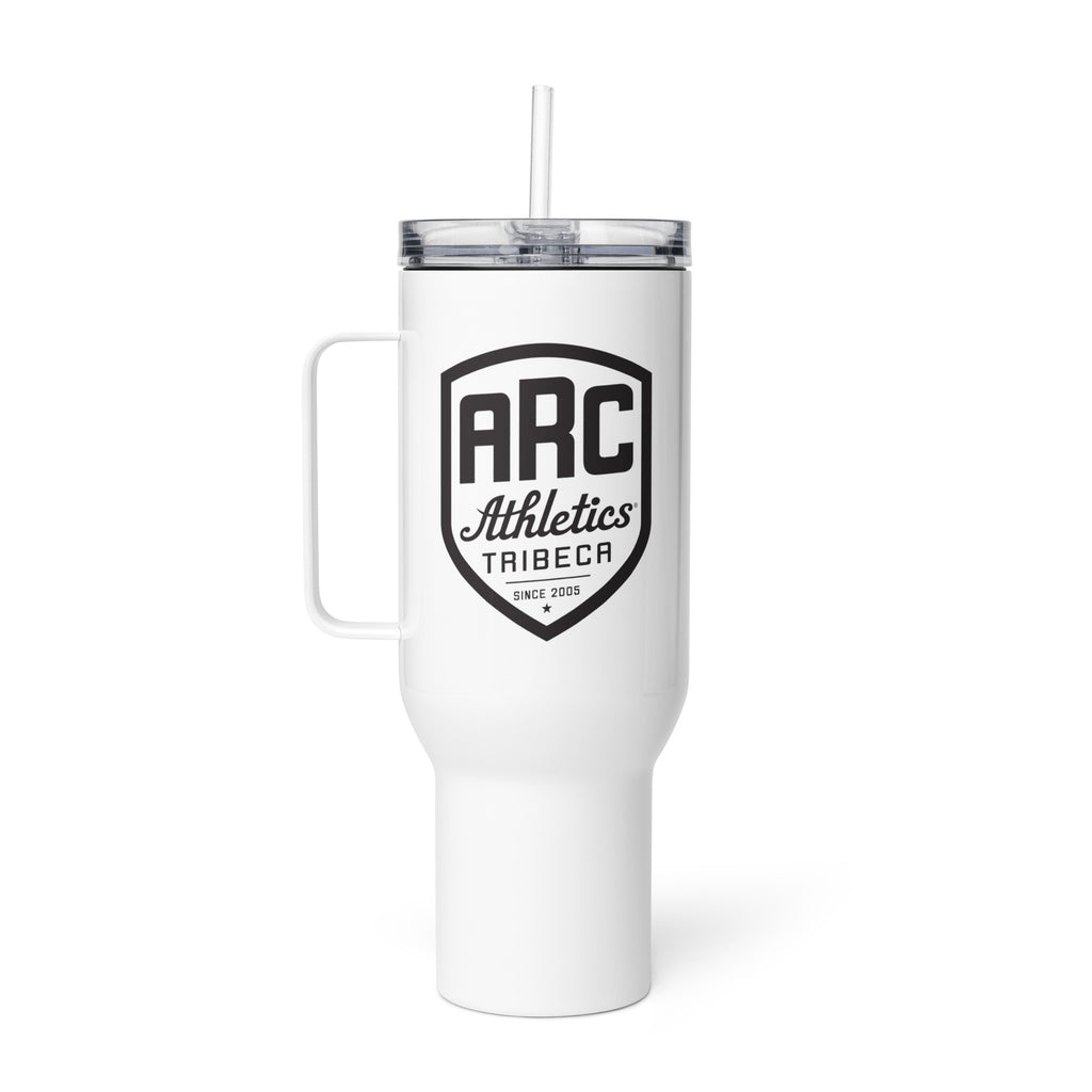 Stainless Steel Travel Mug w handle: White w ARC logo