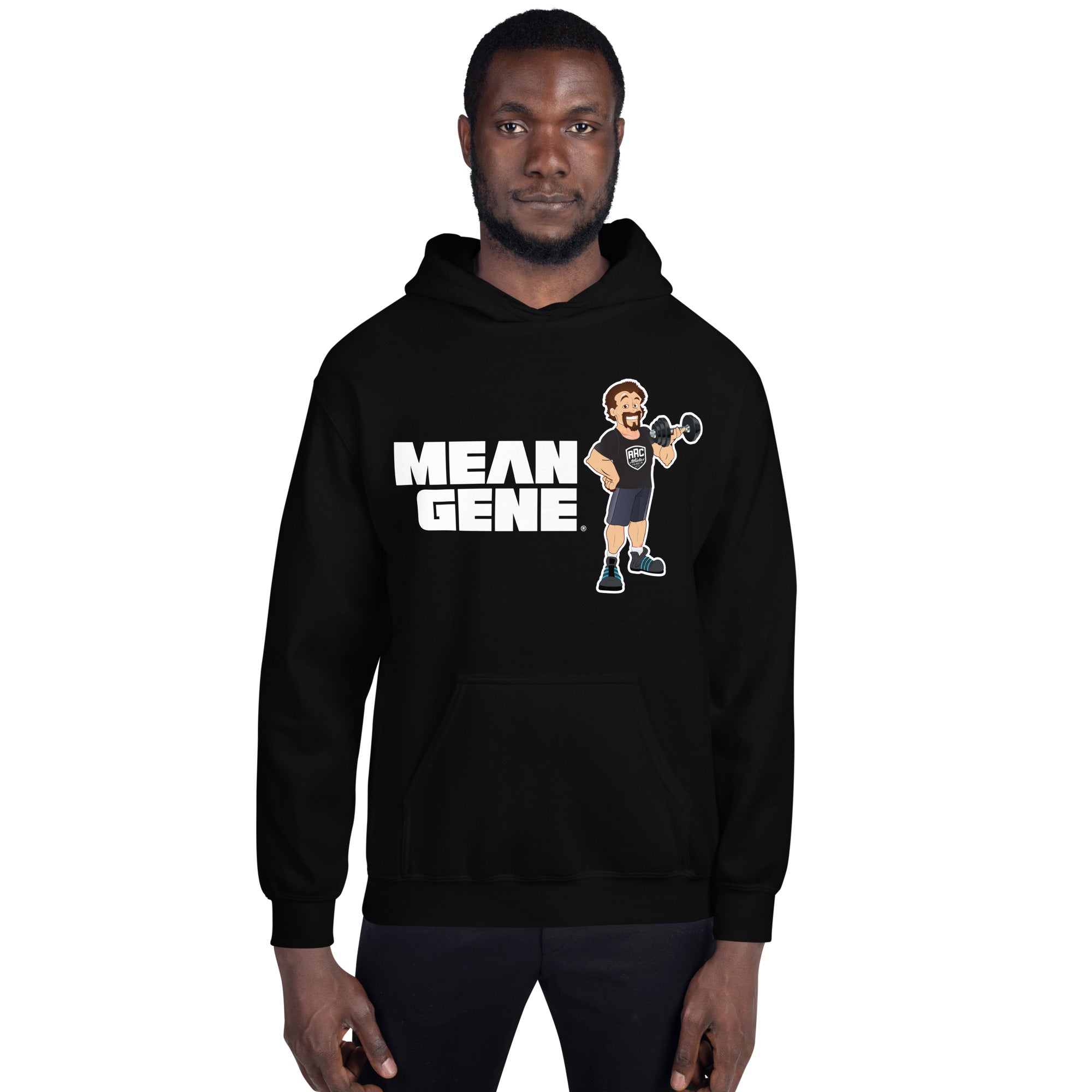 Unisex Heavy Blend Hoodie: Black w STRONGMAN GENE logo